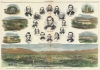 Portrait of Salt Lake City, and 16 important Mormon leaders